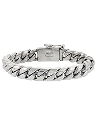 Gents Sterling Silver Cuban Link Bracelet Handmade 1/2 inch wide, sizes 8, 8.5 & 9 inch