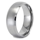 Domed Brushed Finish Titanium Ring (8mm) - Sizes 7 - 13