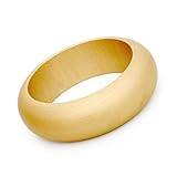 PlainChunkyWoodBangleBracelet-Gold