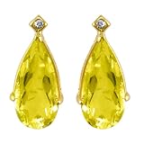10k Yellow Gold Lemon Quartz and Diamond Earrings