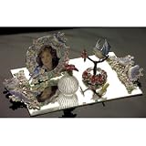 4 PIECE BLUE/PINK FLORAL BLUEBIRD VANITY SET