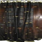 2 Organza Black Gold Embroidered Sari Curtains Drapes Panel 92 Tabs SB by www.mogulinterior.com