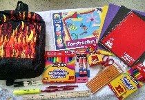 School Essentials~"FLAMES" Backpack With Back to School Supplies For Pre-K through 3rd Grade