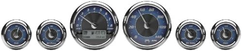Medallion Premium Bagger Blue Tradition Gauges for Harley Davidson 2004-13 FLH, - One Size