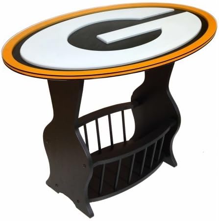 Green Bay Packers Wood End Table With Glass Cover