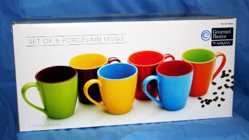 41JSx3zkY4L Mikasa: Gourmet Basics ~ Set of 6 Colored Porcelain Mugs