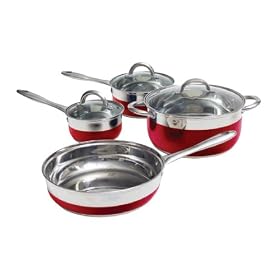 Oster Merton Stainless Steel Cookware Set Red
