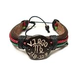 Virgo The Virgin Zodiac Leather Bracelet with Earth Tone Cords and Beads