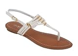 Womens Roman Gladiator Sandals Flats Thongs Shoes W/Gold Trim 4 Colors