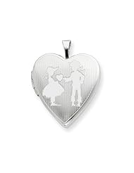 925 Sterling Silver 20mm Boy giving a Heart to Girl Heart Locket - Chain Included