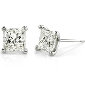 4ct TW Certified Princess Diamond Stud Earrings in Platinum