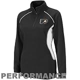 NHL Majestic Philadelphia Flyers Ladies Black Charged Up Quarter Zip Fleece Sweatshirt (Medium)