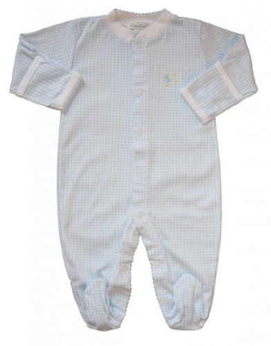 Kissy Kissy Baby Boys Homeward Gingham Embroidered Moon And Stars Footie