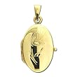 Polished Finish 14Kt. Yellow Gold. Designer Style 23 mm X 17 mm Oval Photo Locket Charm Pendant