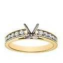 14k Yellow Gold Channel Set Round Brilliant Diamond Engagement Ring Setting (1/2 ct tw, I, I1)