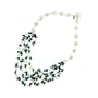 Reconstituted Turquoise and White Pearl Beaded Necklace by Sajen, 22"
