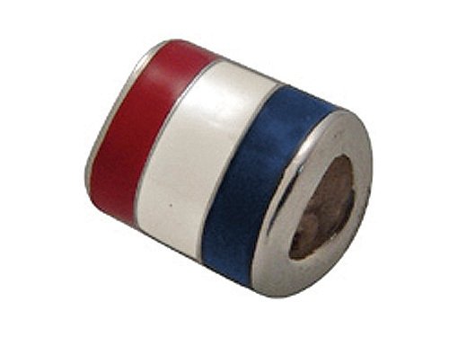 Zable(tm) Sterling Silver France Enamel Flag Bead / Charm