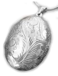 Huge Sterling Silver Near 2" Large Oval Locket Pendant