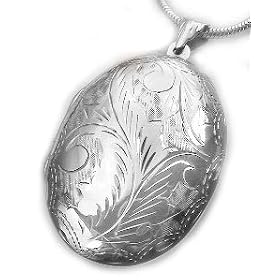 Huge Sterling Silver Near 2" Large Oval Locket Pendant by Lockets