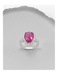 Violet Red (Ruby) CZ Ring In 92.5 Sterling Silver