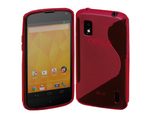 EnGive® S- TPU Smooth Surface Soft Skin Case Cover T-Mobile for LG Google Nexus 4 E960 +Stylus +EnGive® Cleaning Cloth (Red)