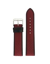 Watch Band Sport Design Red Black Genuine Leather 22 millimeter Tech Swiss