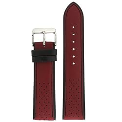 Watch Band Sport Design Red Black Genuine Leather 20 millimeter Tech Swiss