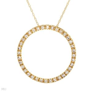 Circle Necklace With 0.50ctw Genuine Clean Diamonds Beautifully Crafted in Yellow Gold Length 18in