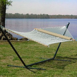 Special Offer with Pillow! Deluxe Polyester Rope Hammock and Taupe Pillow Combo by Captain's Line