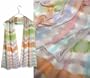 ULRIKE Oblong Chiffon Silk Scarf - The artist's idea of plaid with crisscrossing brush stripes of colors free to comingle as they cross and bleed out in between - pink to lime, aqua to mint, blue to violet, set off by bold bands of copper and grass.
