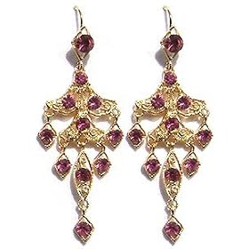 Folana Genuine Crystal Filigree Earrings - Pink