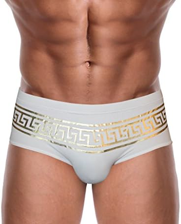Men's swim briefs trunk shorts VoiToi White Gold Greek (Large 34"-36")
