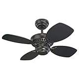 Monte Carlo 4CO28BK Colony II 28 inch 4-Blade Ceiling Fan with Black Blades, Matte Black
