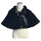 Little Girls Black Faux Fur Ribbon Special Occasion Cape Jacket 6M-12