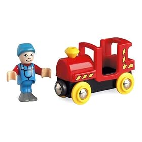 Red Engine with Driver by None
