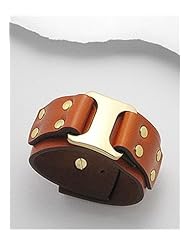 Orange Leather Bracelet In White Base