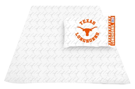 Texas Longhorns ( University Of ) NCAA Locker Room Twin Jersey Bed Sheet and Pillowcase