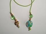 Lampwork Beaded Thong Bookmark with Swarovski Crystal Flowers