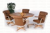 5pc Dining Table & Chairs Set Brown Microfiber Two Tone Finish