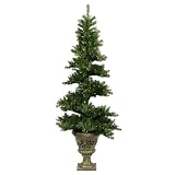 7' Pre-Lit Roxbury Mixed Pine Artificial Potted Spiral Topiary Tree - Clear LED Lights