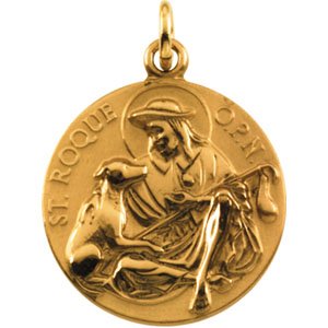 14K Yellow Gold St. Roque Medal - 18.00mm 14K Yellow Gold St. Roque Medal - 18.00mm