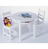 Child's Round White Table Set with 2 Chairs