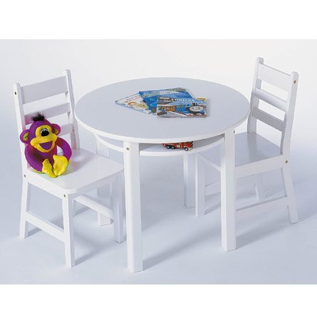 Lipper International 524W Child's Round Table and 2-Chair Set, White