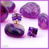 14K Princess Cut 2.00 CTW Amethyst Stud Earrings