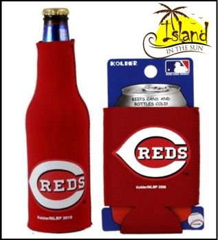 SET OF 2 CINCINNATI REDS MLB CAN & BOTTLE KOOZIE COOLER