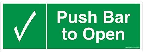 Safety Sign Store GS205-1442PC-10 Push Bar To Open Material 3M Self Adhesive Polycarbonate 0.25 Mm Pack Of 10 148 L X 420 W
