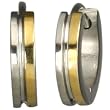 Gold Silver Tone Stainless Steel Center Grooved Huggie Hoop Earrings