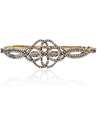 18kt Yellow Gold Diamond Pave Palm Bracelet Silver Fashion Party Jewelry