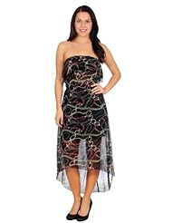 Womens Yellow High Low Pleats Strapless Ruffled Tube Dress Maxi Dress