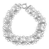 Sterling Silver Thick Linked Heart Bracelet